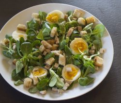 insalata di pollo con songino e uova sode